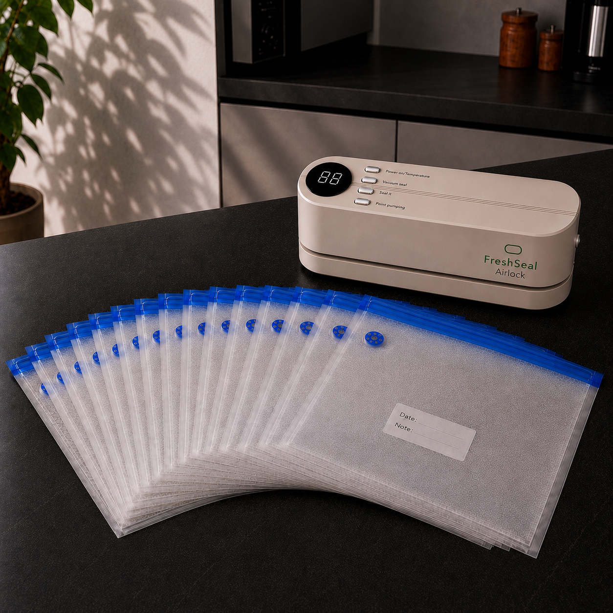 Starter Bundle: Reusable Bags (Machine + 15 Reusable Zip Bags)